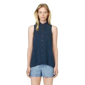 Club Monaco sleeveless chambray shirt.